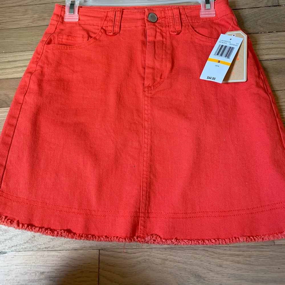 Pink/red bright denim skirt